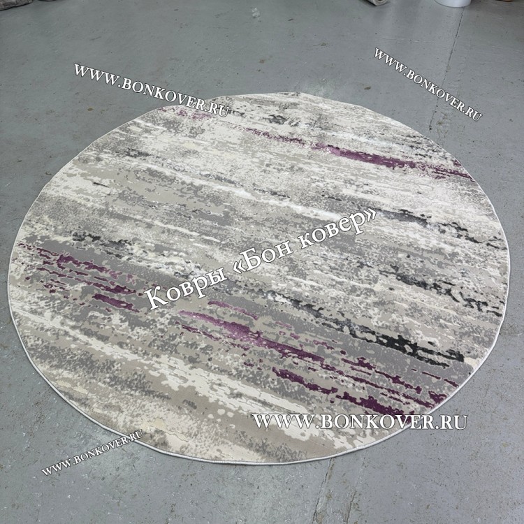 Круглый Ковер Для Гостиной Сиреневый С Серым Дизайн 30451